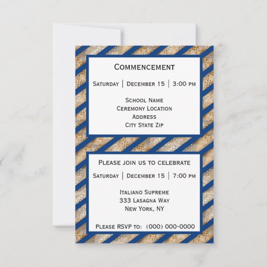 Abschluss Sparkle Stripes Blue Abschluss Ankündigung (Rückseite)