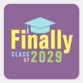 Abschluss Spaß bunt endlich Quadratischer Aufkleber (Vorderseite)