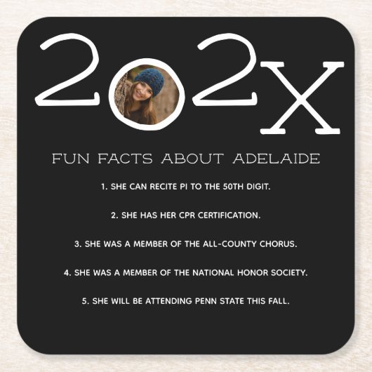 Abschluss Spaß Fakten Benutzerdefiniertes Foto Squ Rechteckiger Pappuntersetzer (Vorderseite)