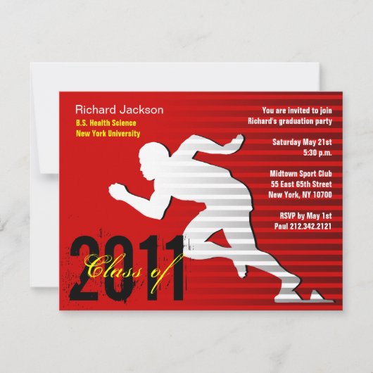 Abschluss Sport Party Einladung Laufen (Vorderseite)