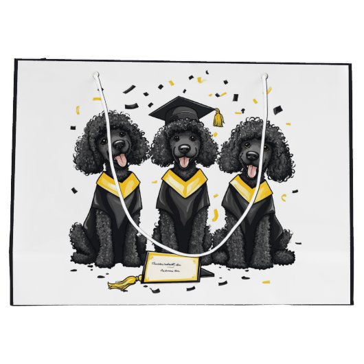 Abschluss Standard Poodle Hunde Große Geschenktüte (Rückseite)
