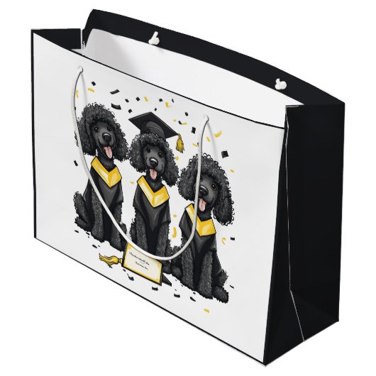 Abschluss Standard Poodle Hunde Große Geschenktüte (Rückseite Schrägansicht)