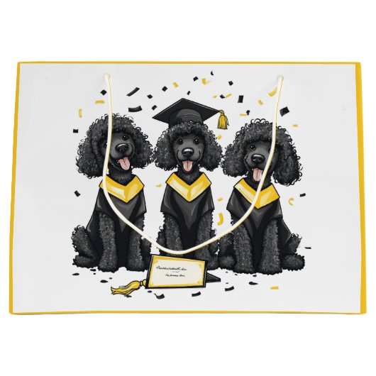 Abschluss Standard Poodle Hunde Große Geschenktüte (Vorderseite)