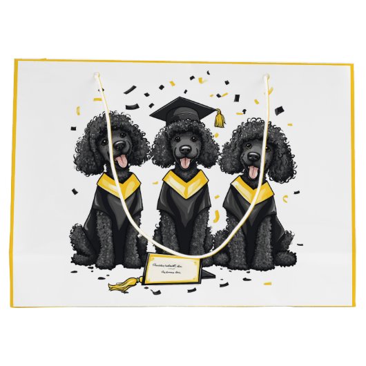 Abschluss Standard Poodle Hunde Große Geschenktüte (Rückseite)