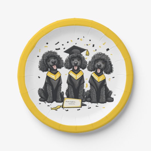 Abschluss Standard Poodle Hunde Pappteller (Vorderseite)