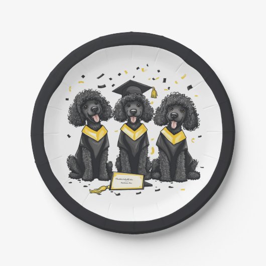 Abschluss Standard Poodle Hunde Pappteller (Vorderseite)