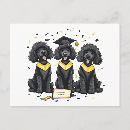 Abschluss Standard Poodle Hunde Postkarte (Vorderseite)