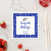 Abschluss Stars Brush Script Royal Blue Serviette (Beispiel)