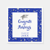 Abschluss Stars Brush Script Royal Blue Serviette (Vorderseite)