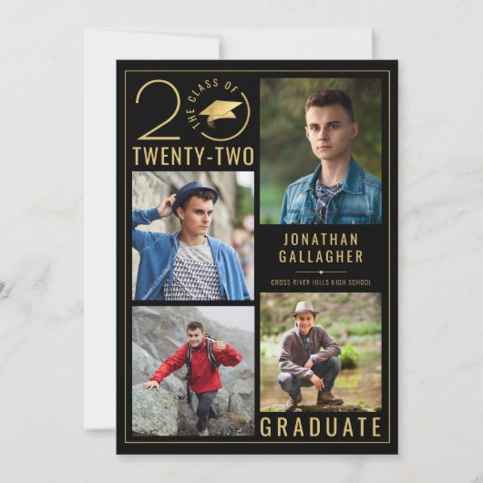 Abschluss Stilvolle Klasse 5 Foto benutzerdefinier Ankündigung (Vorderseite)