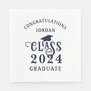 Abschluss Stilvolle Navy Blue Class of Year Serviette