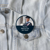 Abschluss Stolz Parent Son Schloss Foto Blue Button (Beispiel)