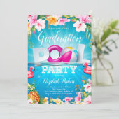 Abschluss Summer Pool Party Einladung (Stehend Vorderseite)