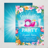 Abschluss Summer Pool Party Einladung (Vorne/Hinten)