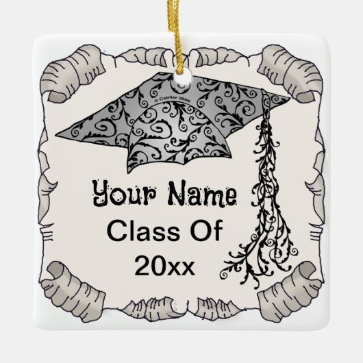 Abschluss Swirl Grad Cap Keramikornament (Vorderseite)