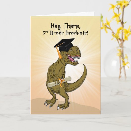 Abschluss T-Rex Dinosaur der dritten Klasse Karte (Gelbe Blume)