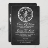 Abschluss-Tafel-Vintages Kompass-Schwarzes Einladung (Vorne/Hinten)