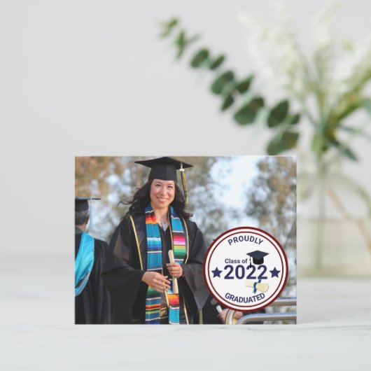 Abschluss Tag Foto mit Jahr Postkarte (Stehend Vorderseite)