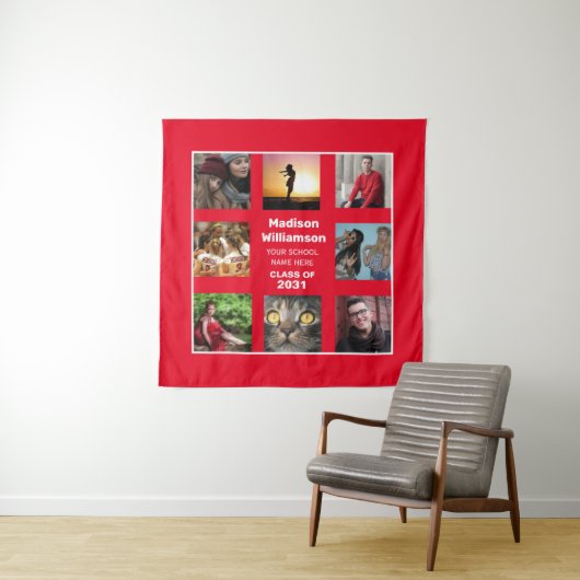 Abschluss-Tapestry 8 Fotocollage-Klasse Wandteppich (Beispiel (Horizontal))