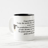 Abschluss Tasse Abschluss Hut mit Worten (Vorderseite Links)