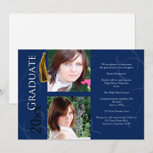 Abschluss Tassel in Blauer Ankündigung (Vorne/Hinten)