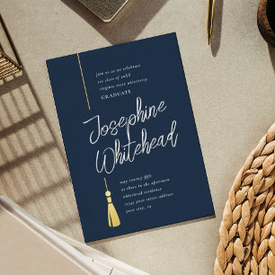 Abschluss Tassel Modernes Party der Marine Folieneinladung