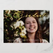 Abschluss Tassel Script Foto Einladung (Vorderseite)