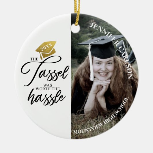 Abschluss Tassel war Foto wert Keramik Ornament (Vorne)