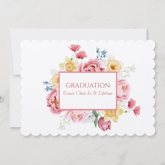 Abschluss Tea Daughter Pink Peonies Einladung (Vorderseite)