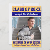 Abschluss-Team für Navy Blue und Gold Einladung (Rückseite)