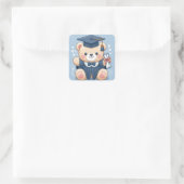 "Abschluss Teddy Bear Delight" Quadratischer Aufkleber (Tasche)