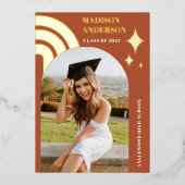 Abschluss Terracotta Rainbow Arch and Stars Folieneinladung (Vorderseite)