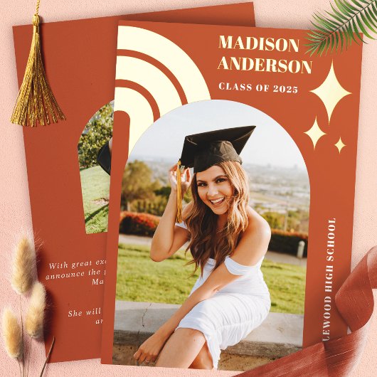 Abschluss Terracotta Rainbow Arch and Stars Folieneinladung