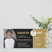 Abschluss Ticket Party Einladung TKT313 Gold (Stehend Vorderseite)