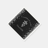 Abschluss Tierarzt Schwarz Silber Serviette (Ecke)