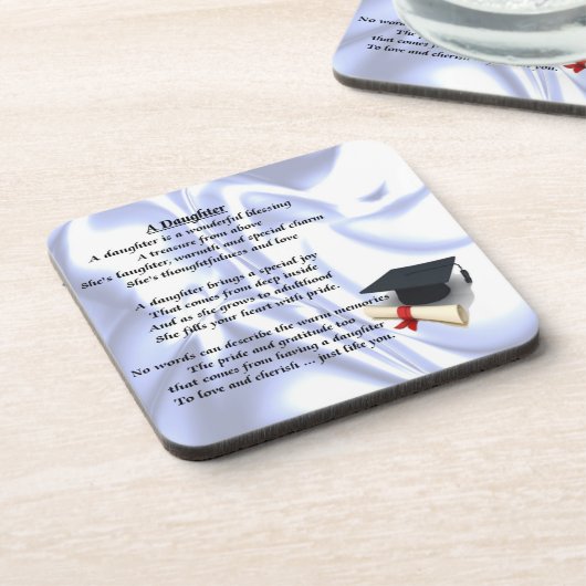 Abschluss - Tochter-Gedicht-Untersetzer Getränkeuntersetzer (Linke Seite)