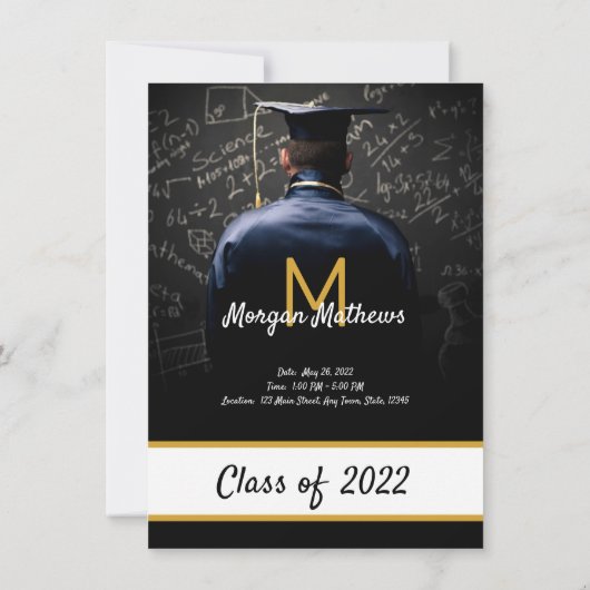 Abschluss Traditionelle Schwarze Einladung (Rückseite)