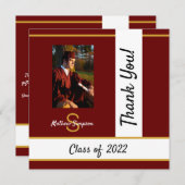 Abschluss Traditionelles dunkles Rot Danke Karte (Vorne/Hinten)