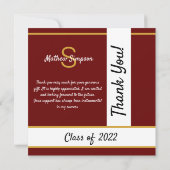 Abschluss Traditionelles dunkles Rot Danke Karte (Rückseite)
