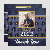 Abschluss Traditionelles Navy Gold Vielen Dank Dankeskarte (Vorne/Hinten)