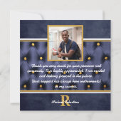 Abschluss Traditionelles Navy Gold Vielen Dank Dankeskarte (Rückseite)