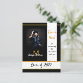 Abschluss Traditionelles Schwarz Vielen Dank Postkarte (Stehend Vorderseite)