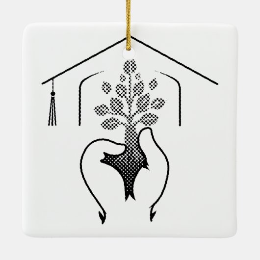 Abschluss: Träume in einem kraftvollen Slogan Keramikornament (Rückseite)