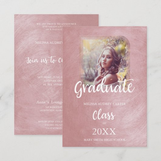 Abschluss Trendy Blush Pink Metal Effect Textur (Vorne/Hinten)