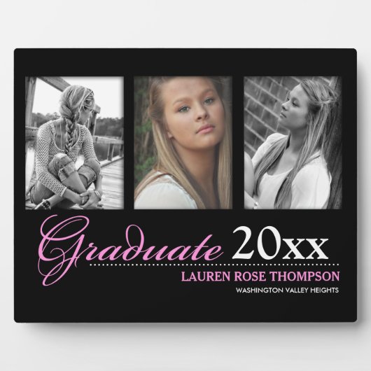 Abschluss Trio Fotocollage Keepake Fotoplatte (Vorderseite)