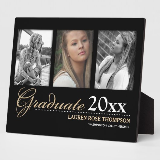 Abschluss Trio Fotocollage Keepake Fotoplatte (Seite)