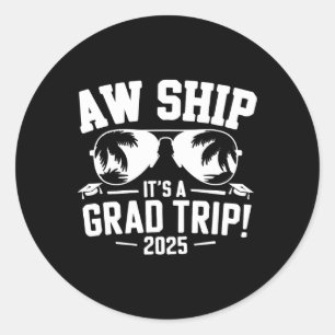 Abschluss Trip Cruise 2025 Schiff Senior Matching Runder Aufkleber