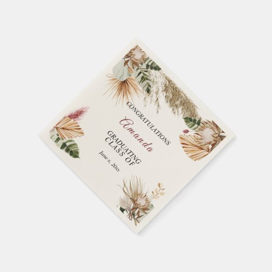 Abschluss Tropical Pompas Grass Banana Blätter Serviette (Ecke)