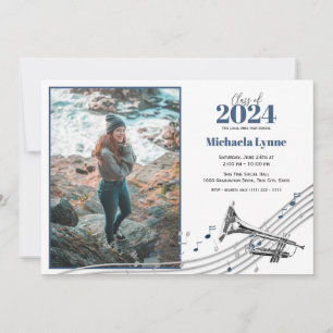 Abschluss Trumpet Marching Band mit Foto Einladung