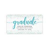 Abschluss Türkis Skript moderne benutzerdefinierte Adressaufkleber (Vorne)